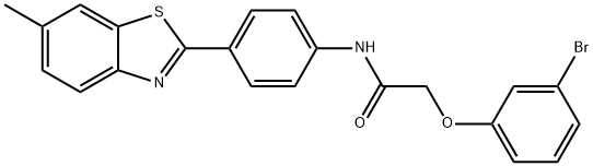 2-(3-bromophenoxy)-N-[4-(6-methyl-1,3-benzothiazol-2-yl)phenyl]acetamide 结构式