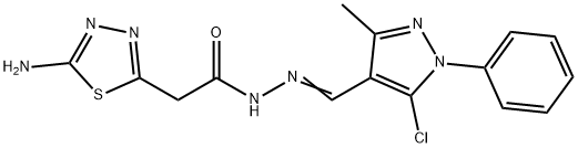 2-(5-amino-1,3,4-thiadiazol-2-yl)-N'-[(5-chloro-3-methyl-1-phenyl-1H-pyrazol-4-yl)methylene]acetohydrazide 结构式