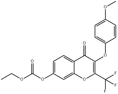 ethyl 3-(4-methoxyphenoxy)-4-oxo-2-(trifluoromethyl)-4H-chromen-7-yl carbonate 结构式