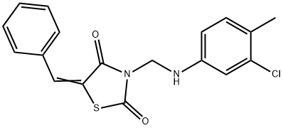 5-benzylidene-3-[(3-chloro-4-methylanilino)methyl]-1,3-thiazolidine-2,4-dione 结构式