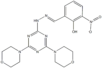 2-hydroxy-3-nitrobenzaldehyde [4,6-di(4-morpholinyl)-1,3,5-triazin-2-yl]hydrazone 结构式