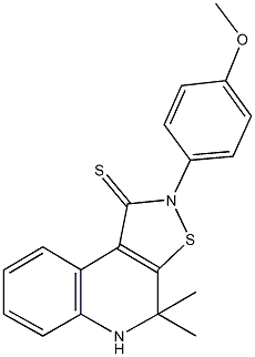 2-(4-methoxyphenyl)-4,4-dimethyl-4,5-dihydroisothiazolo[5,4-c]quinoline-1(2H)-thione 结构式