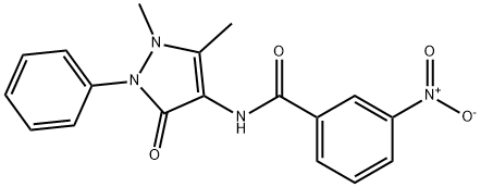 N-(1,5-dimethyl-3-oxo-2-phenyl-2,3-dihydro-1H-pyrazol-4-yl)-3-nitrobenzamide 结构式