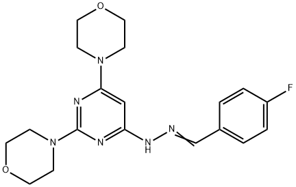 4-fluorobenzaldehyde (2,6-dimorpholin-4-ylpyrimidin-4-yl)hydrazone 结构式