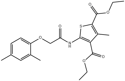 diethyl 5-{[(2,4-dimethylphenoxy)acetyl]amino}-3-methyl-2,4-thiophenedicarboxylate 结构式