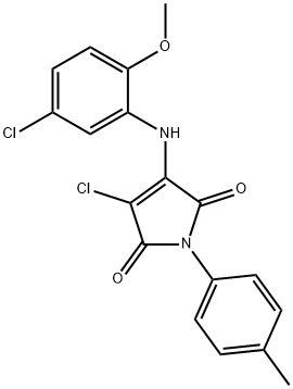 3-chloro-4-(5-chloro-2-methoxyanilino)-1-(4-methylphenyl)-1H-pyrrole-2,5-dione 结构式