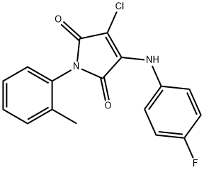 3-chloro-4-(4-fluoroanilino)-1-(2-methylphenyl)-1H-pyrrole-2,5-dione 结构式
