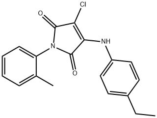 3-chloro-4-(4-ethylanilino)-1-(2-methylphenyl)-1H-pyrrole-2,5-dione 结构式