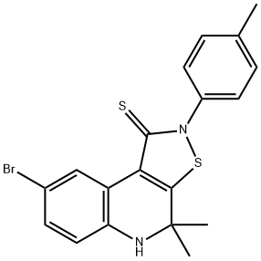 8-bromo-4,4-dimethyl-2-(4-methylphenyl)-4,5-dihydroisothiazolo[5,4-c]quinoline-1(2H)-thione 结构式