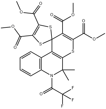 tetramethyl 5',5'-dimethyl-6'-(trifluoroacetyl)-5',6'-dihydrospiro[1,3-dithiole-2,1'-(1'H)-thiopyrano[2,3-c]quinoline]-2',3',4,5-tetracarboxylate 结构式