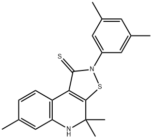 2-(3,5-dimethylphenyl)-4,4,7-trimethyl-4,5-dihydroisothiazolo[5,4-c]quinoline-1(2H)-thione 结构式