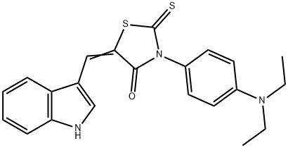 3-[4-(diethylamino)phenyl]-5-(1H-indol-3-ylmethylene)-2-thioxo-1,3-thiazolidin-4-one 结构式