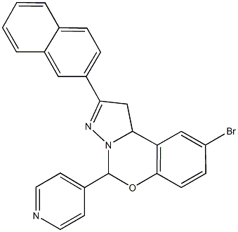 9-bromo-2-naphthalen-2-yl-5-pyridin-4-yl-1,10b-dihydropyrazolo[1,5-c][1,3]benzoxazine 结构式