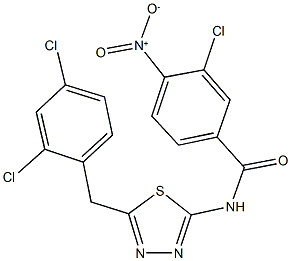 3-chloro-N-[5-(2,4-dichlorobenzyl)-1,3,4-thiadiazol-2-yl]-4-nitrobenzamide 结构式