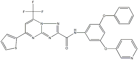 N-[3-phenoxy-5-(3-pyridinyloxy)phenyl]-5-(2-thienyl)-7-(trifluoromethyl)[1,2,4]triazolo[1,5-a]pyrimidine-2-carboxamide 结构式