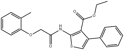 ethyl 2-{[(2-methylphenoxy)acetyl]amino}-4-phenyl-3-thiophenecarboxylate 结构式