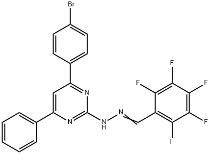 2,3,4,5,6-pentafluorobenzaldehyde [4-(4-bromophenyl)-6-phenyl-2-pyrimidinyl]hydrazone 结构式