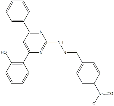 4-nitrobenzaldehyde [4-(2-hydroxyphenyl)-6-phenyl-2-pyrimidinyl]hydrazone 结构式