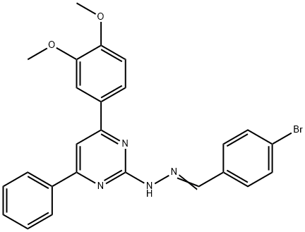 4-bromobenzaldehyde [4-(3,4-dimethoxyphenyl)-6-phenyl-2-pyrimidinyl]hydrazone 结构式