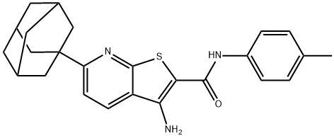 6-(1-adamantyl)-3-amino-N-(4-methylphenyl)thieno[2,3-b]pyridine-2-carboxamide 结构式