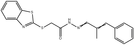 2-(1,3-benzothiazol-2-ylsulfanyl)-N'-(2-methyl-3-phenyl-2-propenylidene)acetohydrazide 结构式