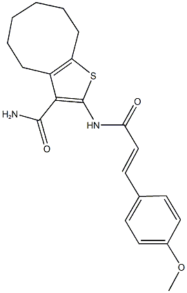 2-{[3-(4-methoxyphenyl)acryloyl]amino}-4,5,6,7,8,9-hexahydrocycloocta[b]thiophene-3-carboxamide 结构式