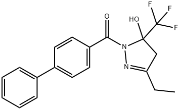 1-([1,1'-biphenyl]-4-ylcarbonyl)-3-ethyl-5-(trifluoromethyl)-4,5-dihydro-1H-pyrazol-5-ol 结构式