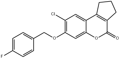 8-chloro-7-[(4-fluorobenzyl)oxy]-2,3-dihydrocyclopenta[c]chromen-4(1H)-one 结构式