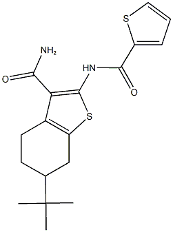 6-tert-butyl-2-[(2-thienylcarbonyl)amino]-4,5,6,7-tetrahydro-1-benzothiophene-3-carboxamide 结构式