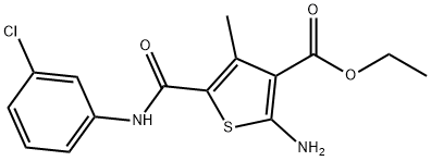 ethyl 2-amino-5-[(3-chloroanilino)carbonyl]-4-methyl-3-thiophenecarboxylate 结构式