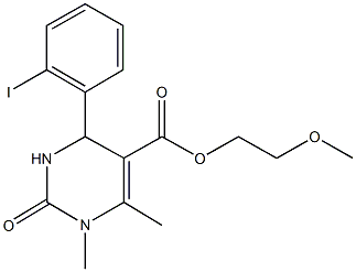 2-methoxyethyl 4-(2-iodophenyl)-1,6-dimethyl-2-oxo-1,2,3,4-tetrahydro-5-pyrimidinecarboxylate 结构式