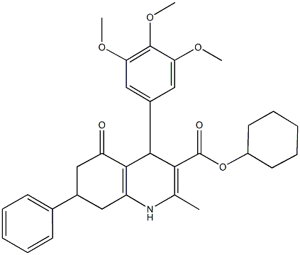 cyclohexyl 2-methyl-5-oxo-7-phenyl-4-(3,4,5-trimethoxyphenyl)-1,4,5,6,7,8-hexahydro-3-quinolinecarboxylate 结构式