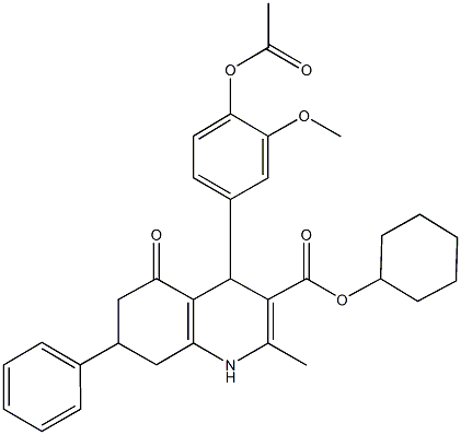 cyclohexyl 4-[4-(acetyloxy)-3-methoxyphenyl]-2-methyl-5-oxo-7-phenyl-1,4,5,6,7,8-hexahydro-3-quinolinecarboxylate 结构式