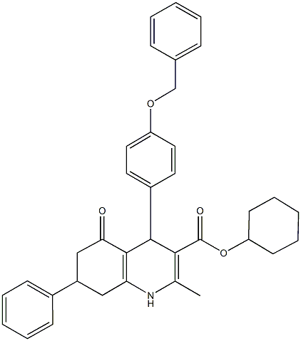 cyclohexyl 4-[4-(benzyloxy)phenyl]-2-methyl-5-oxo-7-phenyl-1,4,5,6,7,8-hexahydro-3-quinolinecarboxylate 结构式