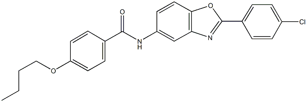 4-butoxy-N-[2-(4-chlorophenyl)-1,3-benzoxazol-5-yl]benzamide 结构式