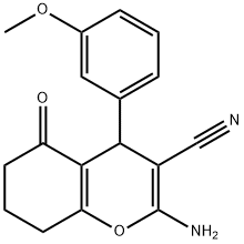 2-amino-4-(3-methoxyphenyl)-5-oxo-5,6,7,8-tetrahydro-4H-chromene-3-carbonitrile 结构式