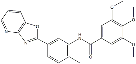 3,4,5-trimethoxy-N-(2-methyl-5-[1,3]oxazolo[4,5-b]pyridin-2-ylphenyl)benzamide 结构式