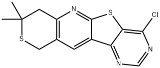 4-chloro-8,8-dimethyl-7,10-dihydro-8H-thiopyrano[3'',4'':5',6']pyrido[3',2':4,5]thieno[3,2-d]pyrimidine 结构式