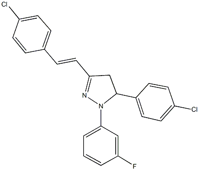 5-(4-chlorophenyl)-3-[2-(4-chlorophenyl)vinyl]-1-(3-fluorophenyl)-4,5-dihydro-1H-pyrazole 结构式