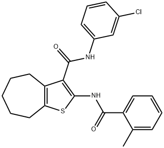 N-(3-chlorophenyl)-2-[(2-methylbenzoyl)amino]-5,6,7,8-tetrahydro-4H-cyclohepta[b]thiophene-3-carboxamide 结构式