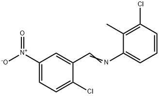 3-chloro-N-(2-chloro-5-nitrobenzylidene)-2-methylaniline 结构式
