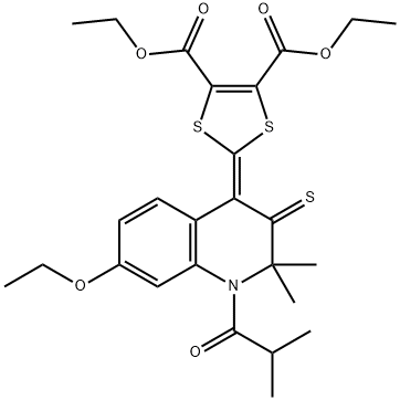 diethyl 2-(7-(ethyloxy)-2,2-dimethyl-1-(2-methylpropanoyl)-3-thioxo-2,3-dihydroquinolin-4(1H)-ylidene)-1,3-dithiole-4,5-dicarboxylate 结构式