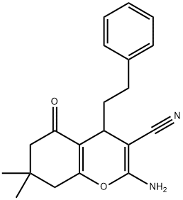 2-amino-7,7-dimethyl-5-oxo-4-phenethyl-5,6,7,8-tetrahydro-4H-chromene-3-carbonitrile 结构式