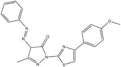 2-[4-(4-methoxyphenyl)-1,3-thiazol-2-yl]-5-methyl-4-(phenyldiazenyl)-2,4-dihydro-3H-pyrazol-3-one 结构式