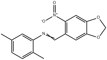 2,5-dimethyl-N-[(6-nitro-1,3-benzodioxol-5-yl)methylene]aniline 结构式