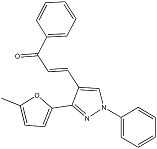 3-[3-(5-methyl-2-furyl)-1-phenyl-1H-pyrazol-4-yl]-1-phenyl-2-propen-1-one 结构式