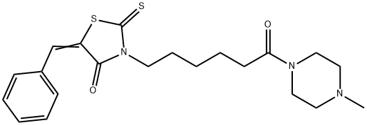 5-benzylidene-3-[6-(4-methyl-1-piperazinyl)-6-oxohexyl]-2-thioxo-1,3-thiazolidin-4-one 结构式