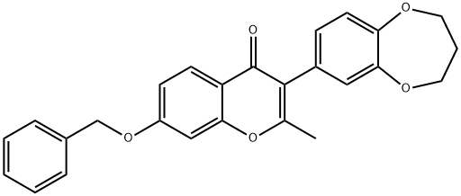 7-(benzyloxy)-3-(3,4-dihydro-2H-1,5-benzodioxepin-7-yl)-2-methyl-4H-chromen-4-one 结构式