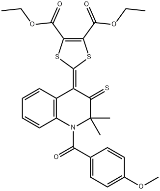diethyl 2-(1-(4-methoxybenzoyl)-2,2-dimethyl-3-thioxo-2,3-dihydro-4(1H)-quinolinylidene)-1,3-dithiole-4,5-dicarboxylate 结构式