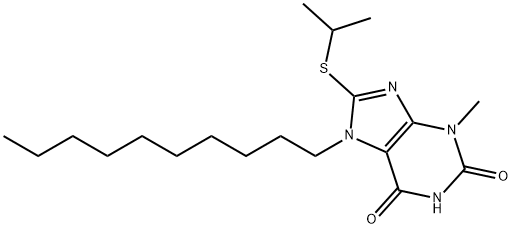 7-decyl-3-methyl-8-[(1-methylethyl)sulfanyl]-3,7-dihydro-1H-purine-2,6-dione 结构式